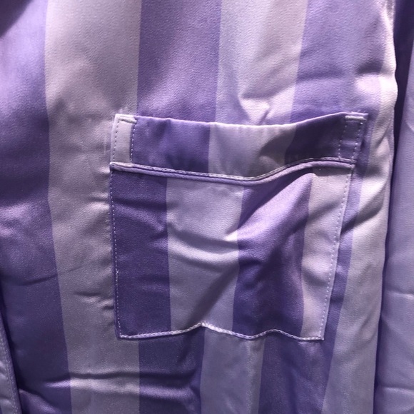 NWT Loft Intimates 3X Satin Purple Candy Striped Pajama Set Notched Collar - Picture 5 of 7
